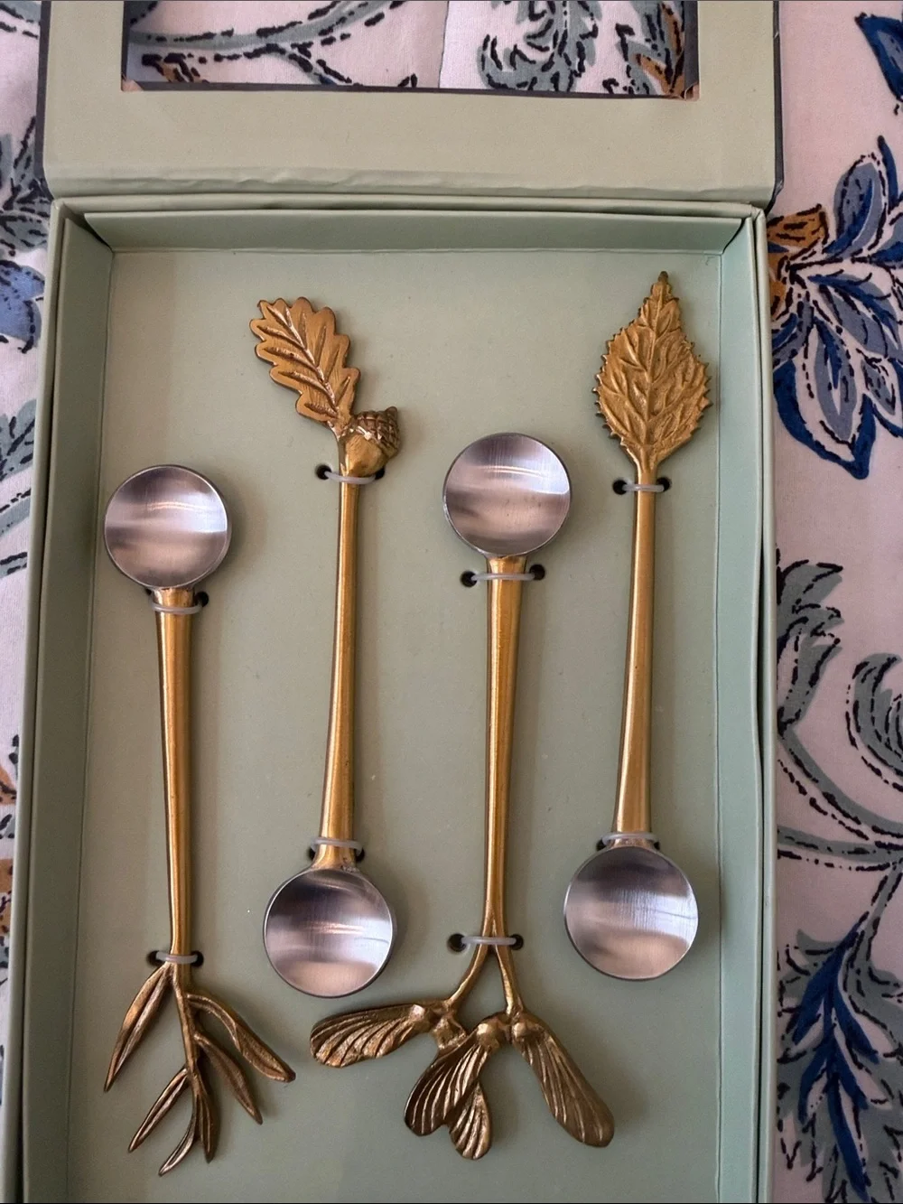 Anthropologie Gold Botanical Accent Teaspoons - Set of 4